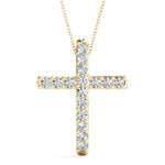Yellow Gold Diamond Cross Pendant | Religious Jewelry