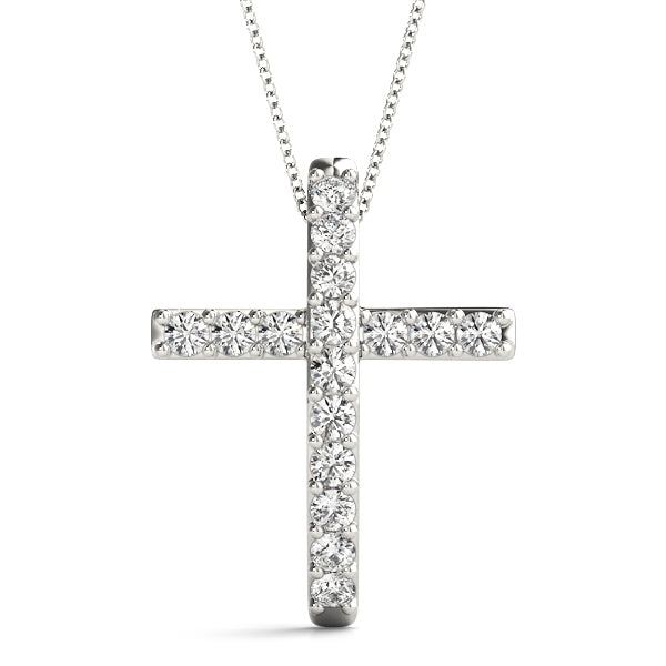 White Platinum Diamond Religious Cross Pendant