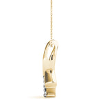 18K Yellow Gold Square Diamond Solitaire Pendant