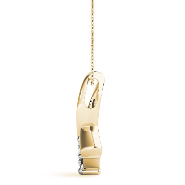 18K Yellow Gold Square Diamond Solitaire Pendant