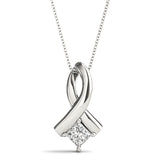 White Gold 0.32CT Square Diamond Pendant