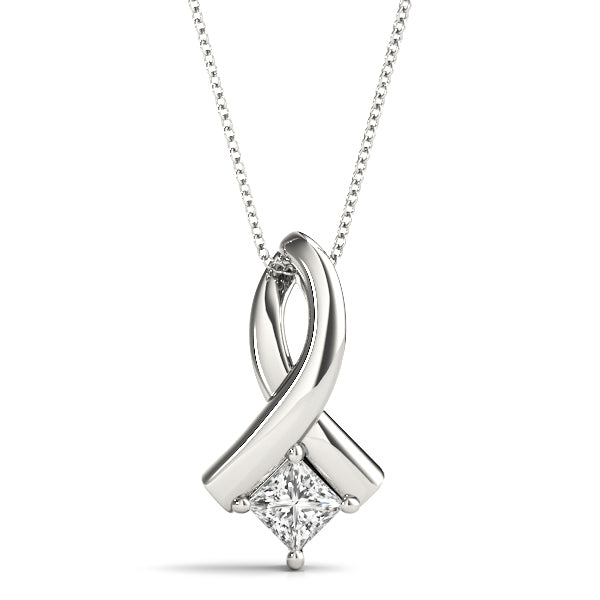 White Gold 0.32CT Square Diamond Pendant