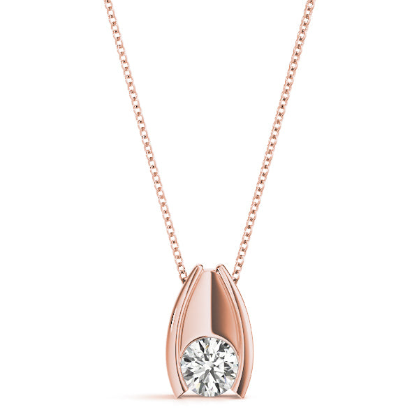 18K Rose Gold Lab Diamond Solitaire Pendant
