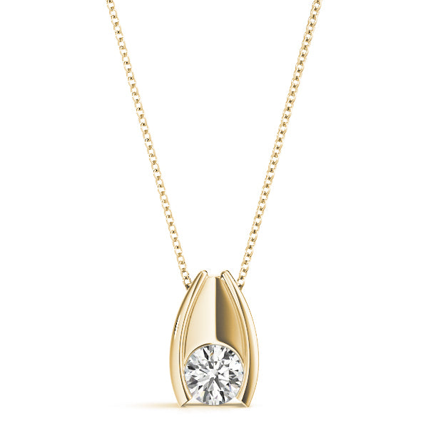18K Yellow Gold Diamond Solitaire Pendant