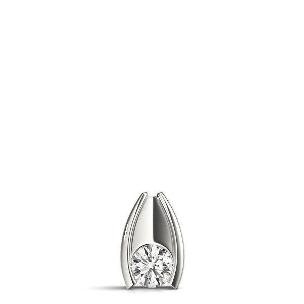 18K White Gold Diamond Solitaire Pendant