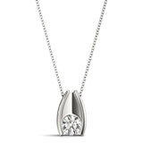 18K White Gold Diamond Solitaire Pendant
