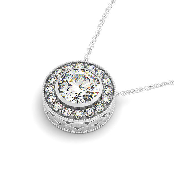 White Gold Multi-Diamond Halo Pendant