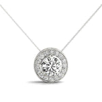 14K White Gold Diamond Halo Pendant