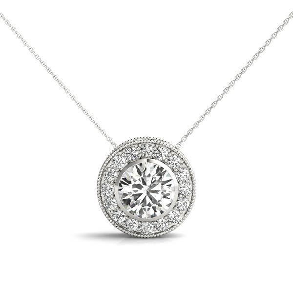 Platinum White Diamond Halo Pendant