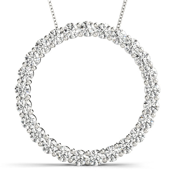 18K White Gold Diamond Circle Pendant