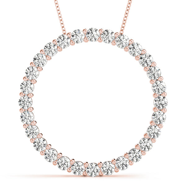 18K Rose Gold Lab Diamond Circle Pendant
