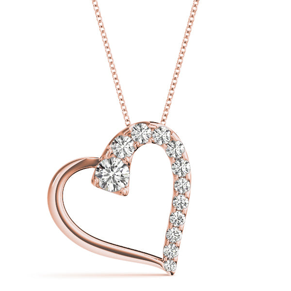 18K Rose Gold Lab Diamond Heart Pendant