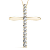14K Yellow Gold Diamond Religious Cross Pendant