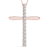 Rose Gold Diamond Religious Cross Pendant