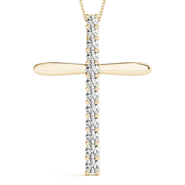 18K Yellow Gold Diamond Cross Pendant