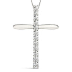 18K White Gold Lab Diamond Religious Cross Pendant