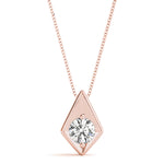 14K Rose Gold 0.5 CT Lab Diamond Pendant Necklace