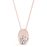 18K Rose Gold Round Diamond Solitaire Pendant