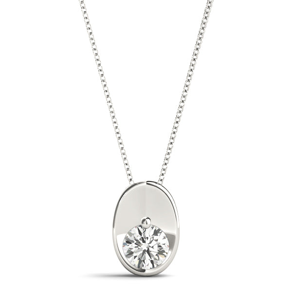 18K White Gold Diamond Solitaire Pendant