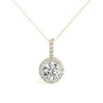 18K Yellow Gold Round Diamond Halo Pendant