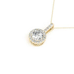 18K Yellow Gold Round Diamond Halo Pendant
