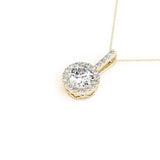 18K Yellow Gold Round Diamond Halo Pendant