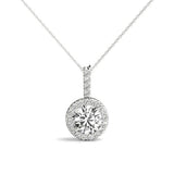 14K White Gold Round Diamond Halo Pendant
