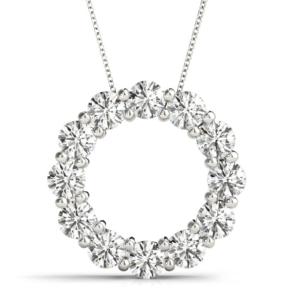 14K White Gold Diamond Circle Pendant