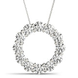 White Platinum 3CT Lab Diamond Circle Pendant