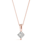 Rose Gold Square Diamond Solitaire Pendant
