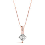Rose Gold Square Diamond Solitaire Pendant