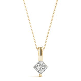 18K Yellow Gold Square Diamond Pendant