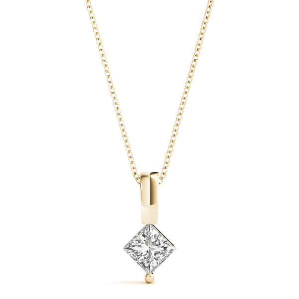 18K Yellow Gold Square Diamond Pendant