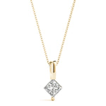 14K Yellow Gold Square Diamond Pendant