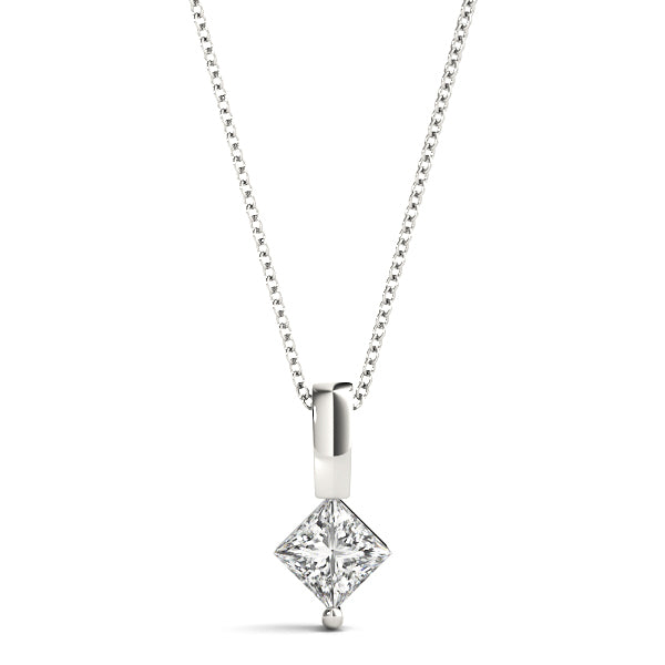 White Platinum Square Diamond Pendant
