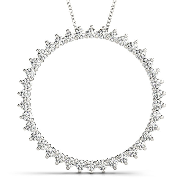 Elegant 18K White Gold Multi-Diamond Circle Pendant