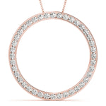 18K Rose Gold Round Diamond Circle Pendant