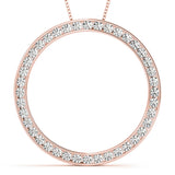 18K Rose Gold Round Diamond Circle Pendant