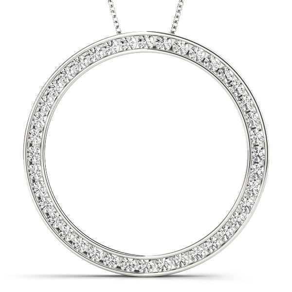 14K White Gold Diamond Circle Pendant