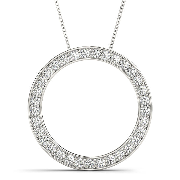 18K White Gold Diamond Circle Pendant