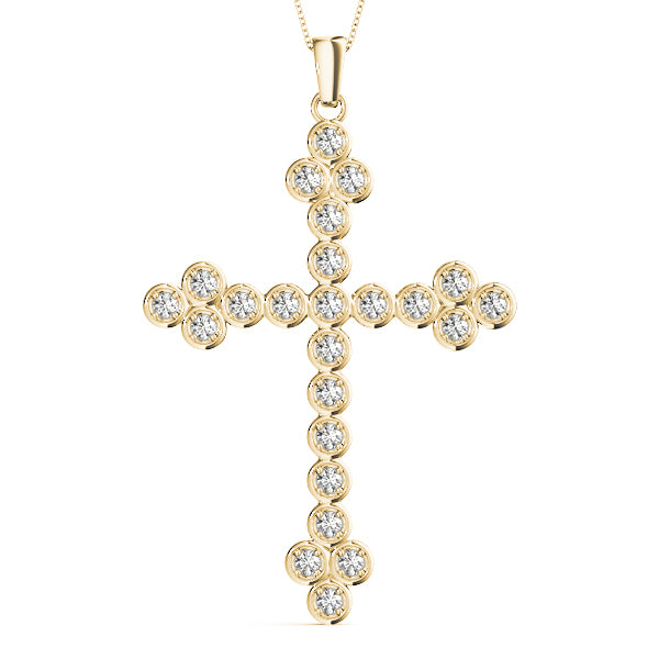 Yellow Gold Diamond Religious Cross Pendant