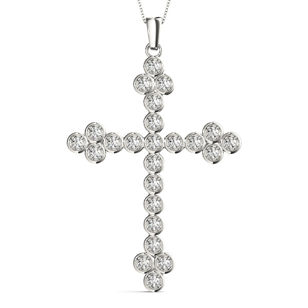 White Platinum Diamond Cross Pendant Religious Jewelry