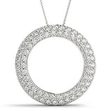 18K White Gold Diamond Circle Pendant