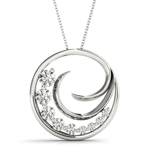 14K White Gold Diamond Journey Pendant