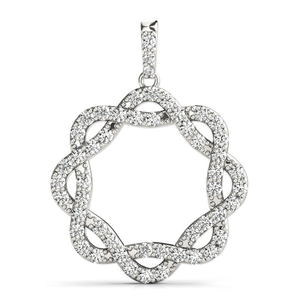 White Gold Lab Diamond Circle Pendant Jewelry