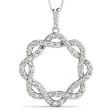 White Gold Lab Diamond Circle Pendant Jewelry