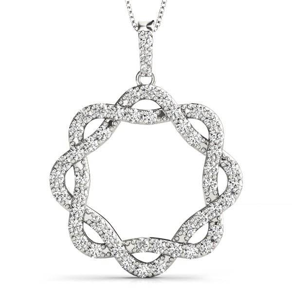 White Gold Lab Diamond Circle Pendant Jewelry
