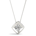 1 CT Lab Diamond White Platinum Solitaire Pendant