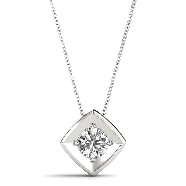 1 CT Lab Diamond 18K White Gold Pendant