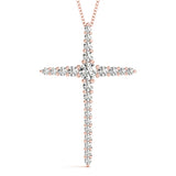 14K Rose Gold Diamond Religious Cross Pendant